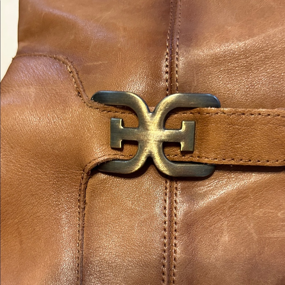 Sam Edelman Women's Priscilla Tall Boots Size 8M Leather Brown Zip Up Logo - Picture 7 of 12